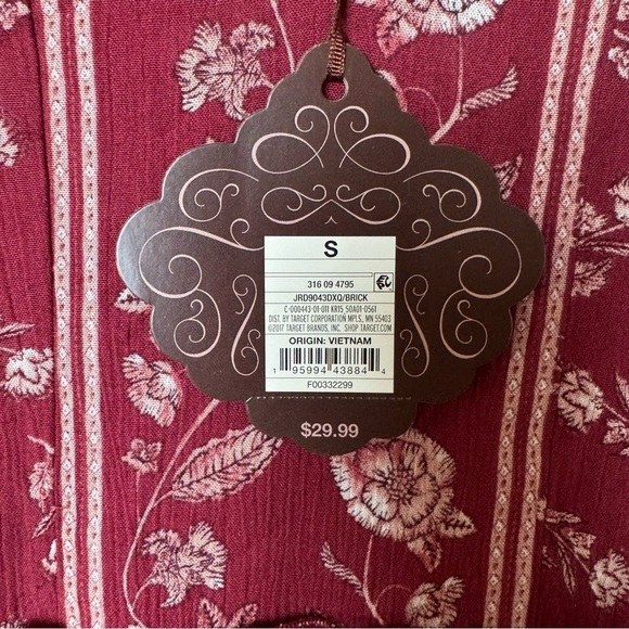 Knox Rose Red Floral Womens Long Sleeve Dress bohemian V-neck above knee - Picture 6 of 10